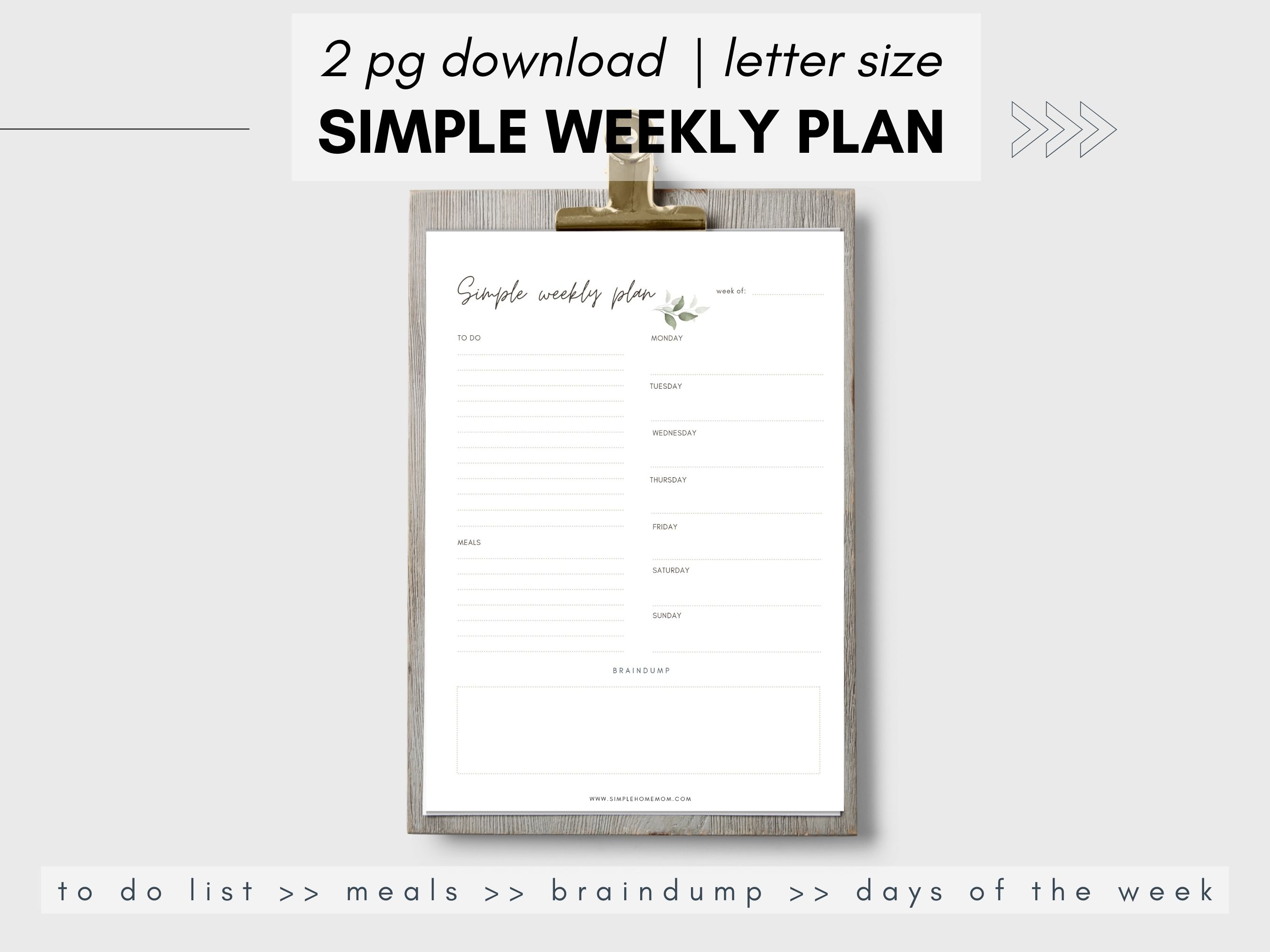 My Simple Weekly Plan graphic
